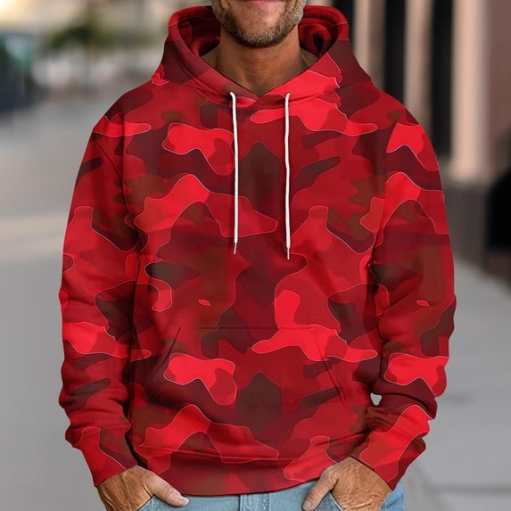 ersvoioy Mens Hoodies Pullover Camo Print Drop Shoulder Long Sleeve Sweatshirt with Pocket Loose Fit Oversized Cotton Blend Fleece Casual Fall Winter Streetwear Military Fashion Top