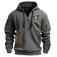 thumbnail image 1 of ersvoioy Mens Zip Up Hoodie Multi Pocket Graphic Print Long Sleeve Sweatshirt Jacket Full Zipper Regular Fit Cotton Fall Top Dark Gray M, 1 of 4