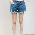 thumbnail image 1 of ersvoioy Teen Girls Ripped Denim Shorts High Waist Elastic Back with Pockets Summer Jeans for Kids Back to School Shorts 8-16 Years, 1 of 8