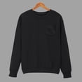 thumbnail image 1 of ersvoioy Womens Cropped Hoodless Sweatshirt Round Neck Solid Color Long Sleeve Pocket Top for Winter Black M, 1 of 7