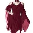 thumbnail image 1 of ersvoioy Womens Gothic Off Shoulder Midi Dress Cold Shoulder Ruffle Sleeve Button Down Asymmetrical Tunic Gown with Choker Detail Soft for Halloween Party Cosplay and Alternative Fashion Events, 1 of 4