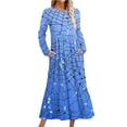 thumbnail image 1 of ersvoioy Womens Halloween Spider Web Maxi Dress Long Sleeve Round Neck Tiered Ruffle Swing Long Gown with Pockets Soft Fabric for Casual Wear and Theme Party Occasions Blue M, 1 of 3