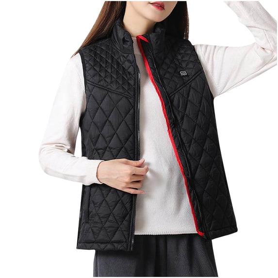 ersvoioy Womens Heated Vest Lightweight Electric Heating Gilet with Heat Zones Stand Collar Winter Warm Quilted Jacket for Outdoor Activities Battery Pack Not Included