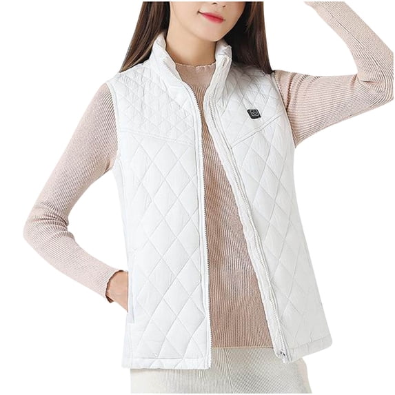 ersvoioy Womens Heated Vest Lightweight Electric Heating Gilet with Heat Zones Stand Collar Winter Warm Quilted Jacket for Outdoor Activities Battery Pack Not Included