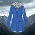 thumbnail image 1 of ersvoioy Womens Mid Long Waterproof Jacket Hooded Flap Pockets Drawstring Casual Outdoor Raincoat Hiking Blue L, 1 of 6