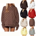 thumbnail image 1 of ersvoioy Womens Polka Dot Print Hoodie Drawstring Pocket Long Sleeve Loose for Fall Coffee XXL, 1 of 5