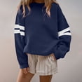 thumbnail image 1 of ersvoioy Womens Solid Color Hoodless Sweatshirt Round Neck Loose Fit Long Sleeve Pullover for Fall Navy XXL, 1 of 6