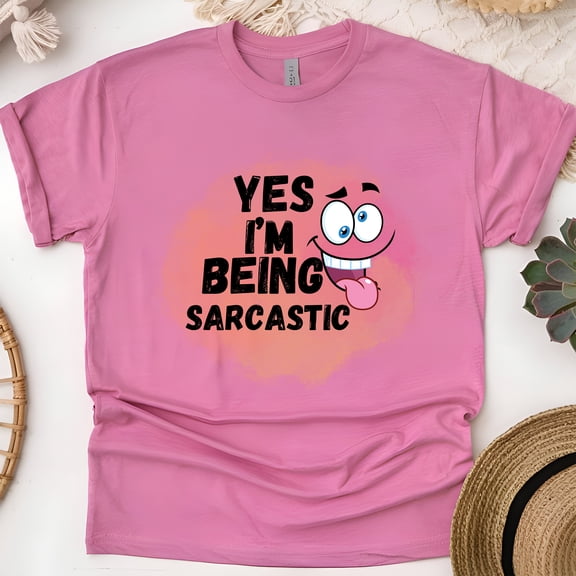 es I’m Being Sarcastic Funny Face Graphic Unisex T-Shirt, Heliconia, Size 3XL