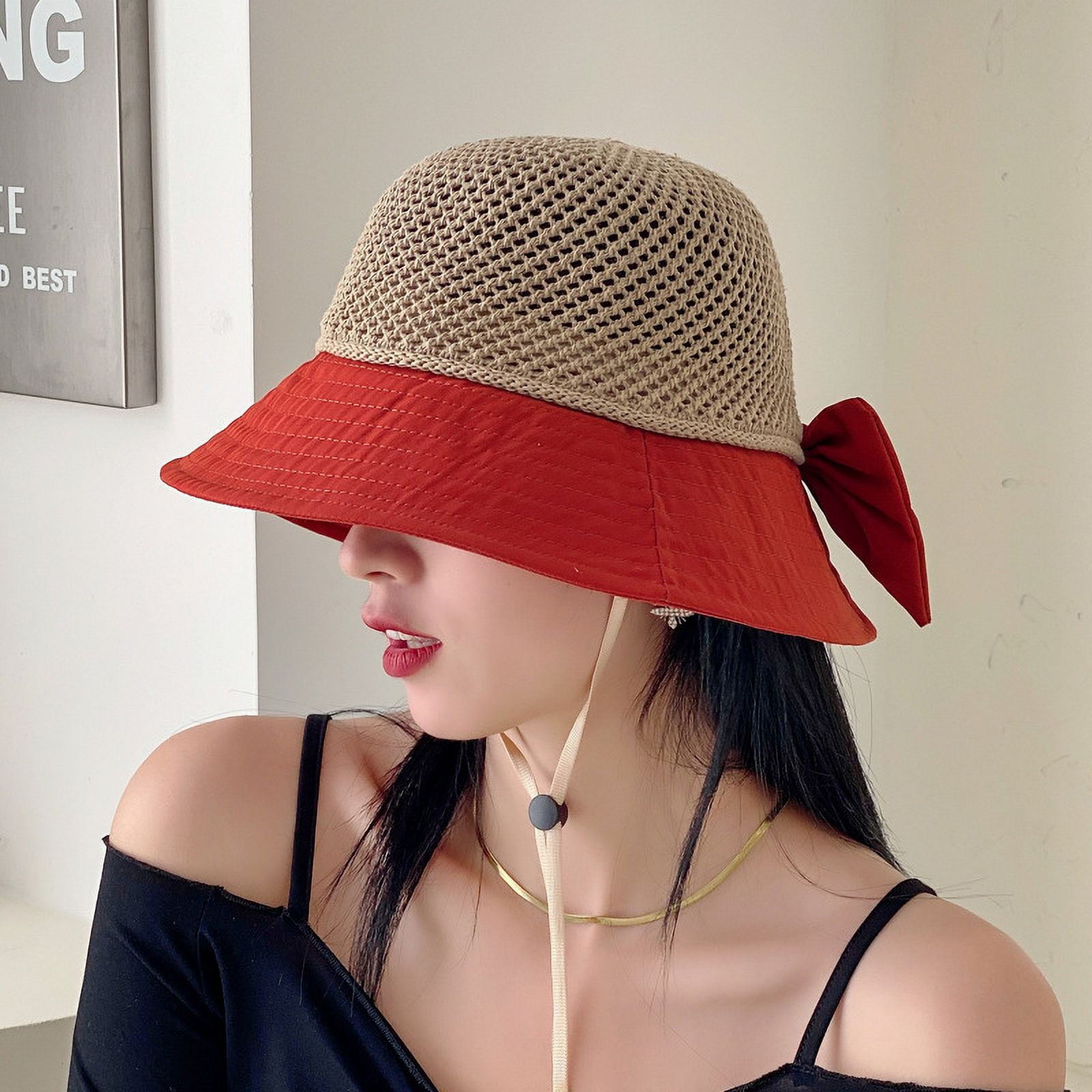 esafio Women's Bucket Hat Summer Shade Fisherman Hat Fashionable Trendy  Brand Face-covering Sun Hat,Brown 