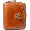 thumbnail image 1 of esafio Leather Wallets for Women RFID Blocking Zipper Pocket Small Bifold Wallet Card Case,Brown, 1 of 6