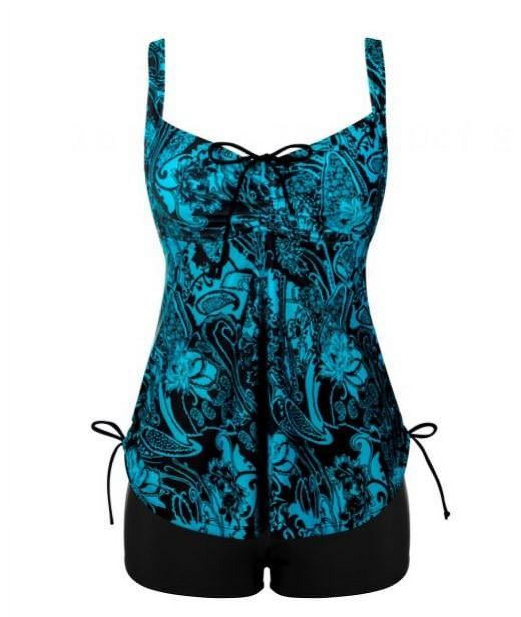 esafio Plus Size Bathing Suits for Women Paisley Print Two Piece