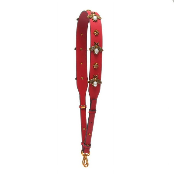 esafio Purse Strap Retro Bees Flowers Pu Leather Strap You DIY Replacement Crossbody Bag Accessories 1.6" Wide Rivet Guitar Style Handbag Strap Belt 42.5"-47",Red