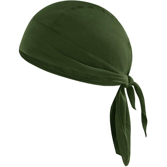 esafio Sweat-Wicking Head Wrap Dew Rag Skull Cap Quick-Drying Helmet Liner Hats for Men and Women,Green