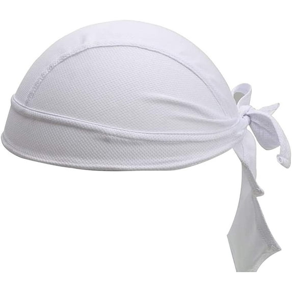 esafio Sweat-Wicking Head Wrap Dew Rag Skull Cap Quick-Drying Helmet Liner Hats for Men and Women,White