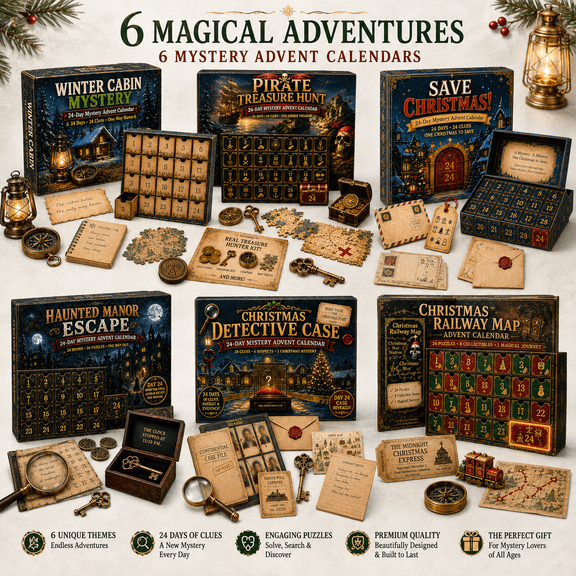 escape room advent calendar, 24-Day Interactive Christmas Puzzle Countdown with Clues, Riddles and Mystery Challenges, Holiday Adventure Game for Family and Adults