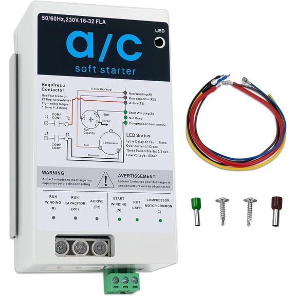 230V AC Soft Start Module for 4-7 Ton Cooling Units, 70% Startup Current Reduction Accessory for HVAC, Generator & Household Power, Simple DIY Installation