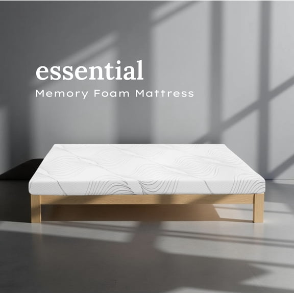 essential 6 Queen Size Firm Gel Memory Foam Mattress, Fiberglass Free, 6 Inch Thick, by Brookshire Rest