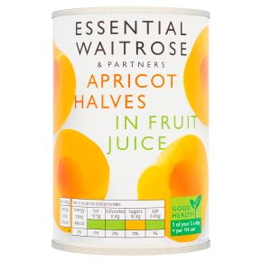 essential Waitrose Apricot Halves in Fruit Juice 220g