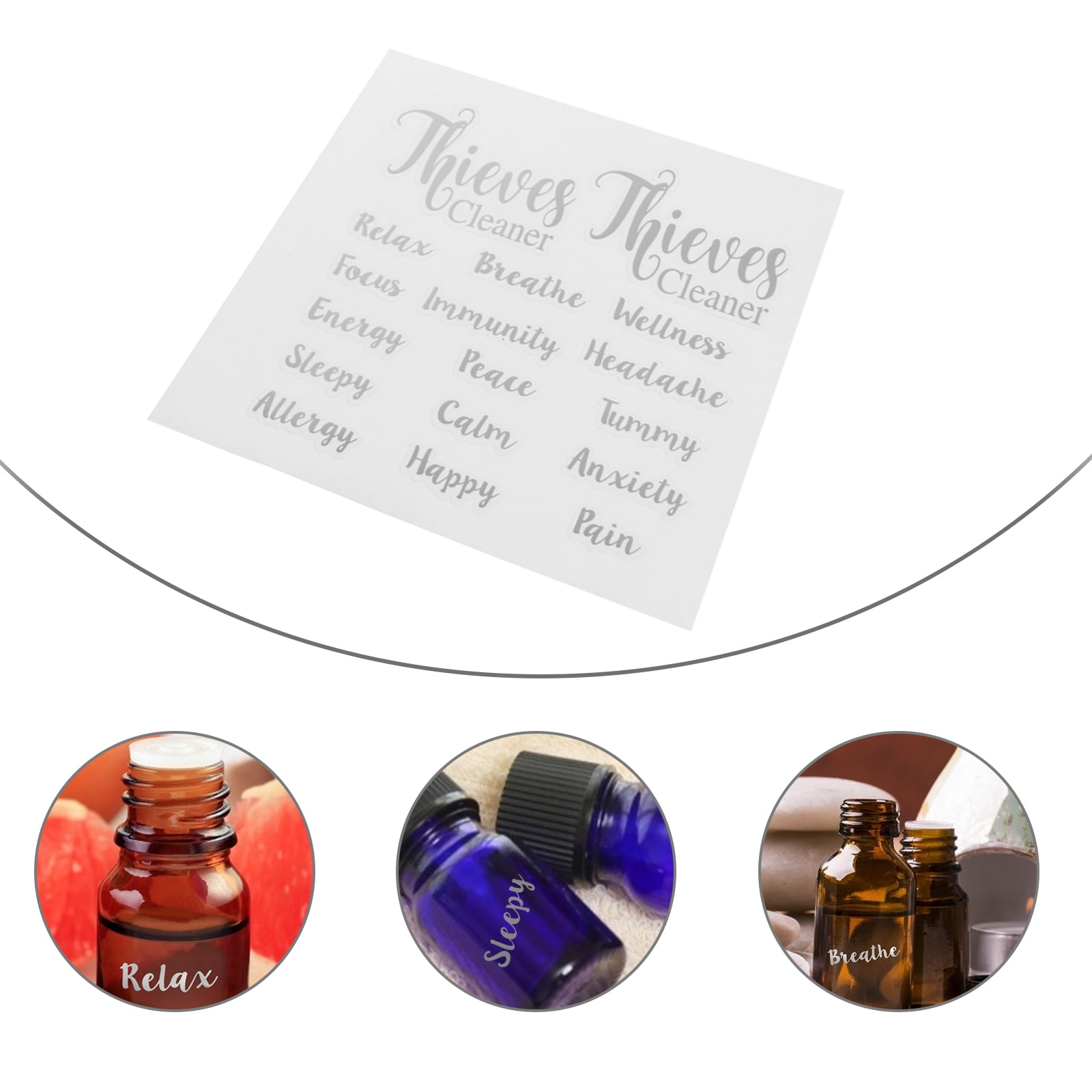 essential oil bottle stickers 6 Sheets Cosmetic Labels Waterproof Letter Stickers Essential Oil