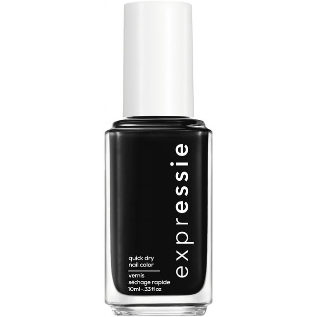 essie expressie quick-dry nail polish, black nail polish, now or never, 0.33 fl. oz.