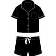 thumbnail image 1 of essie Sleepwear Womens Pajama Set - Satin Tee and Shorts Set Collar Nightwear Sexy, 1 of 1