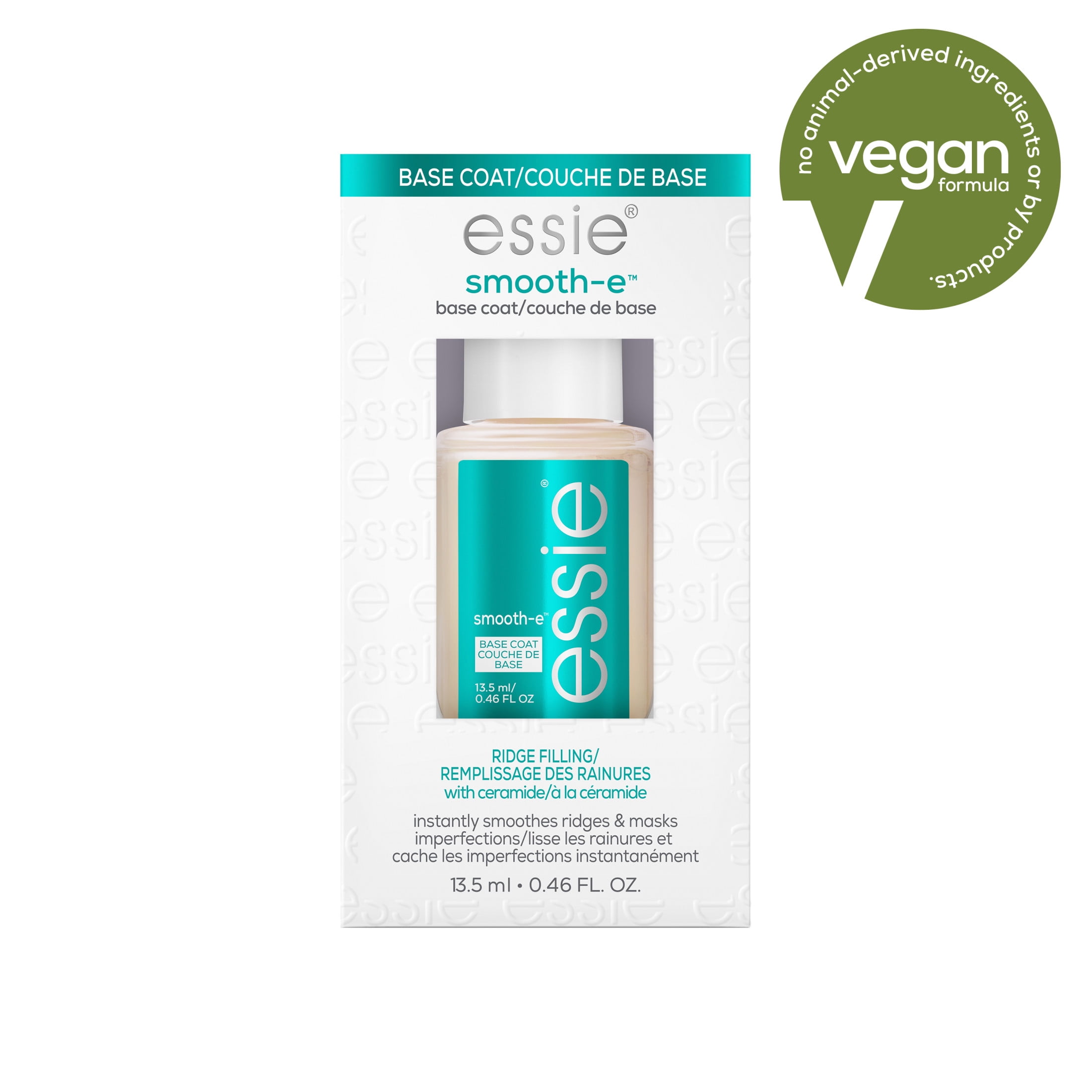 essie Vegan Nail Care Clear Base Coat, Smooth E, 0.46 fl oz Bottle