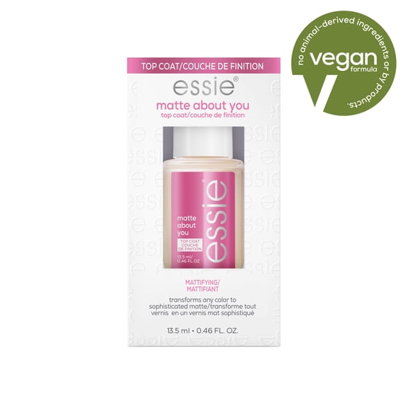 essie nail care, 8-free vegan, clear matte top coat, Matte About You, 0.46 fl oz