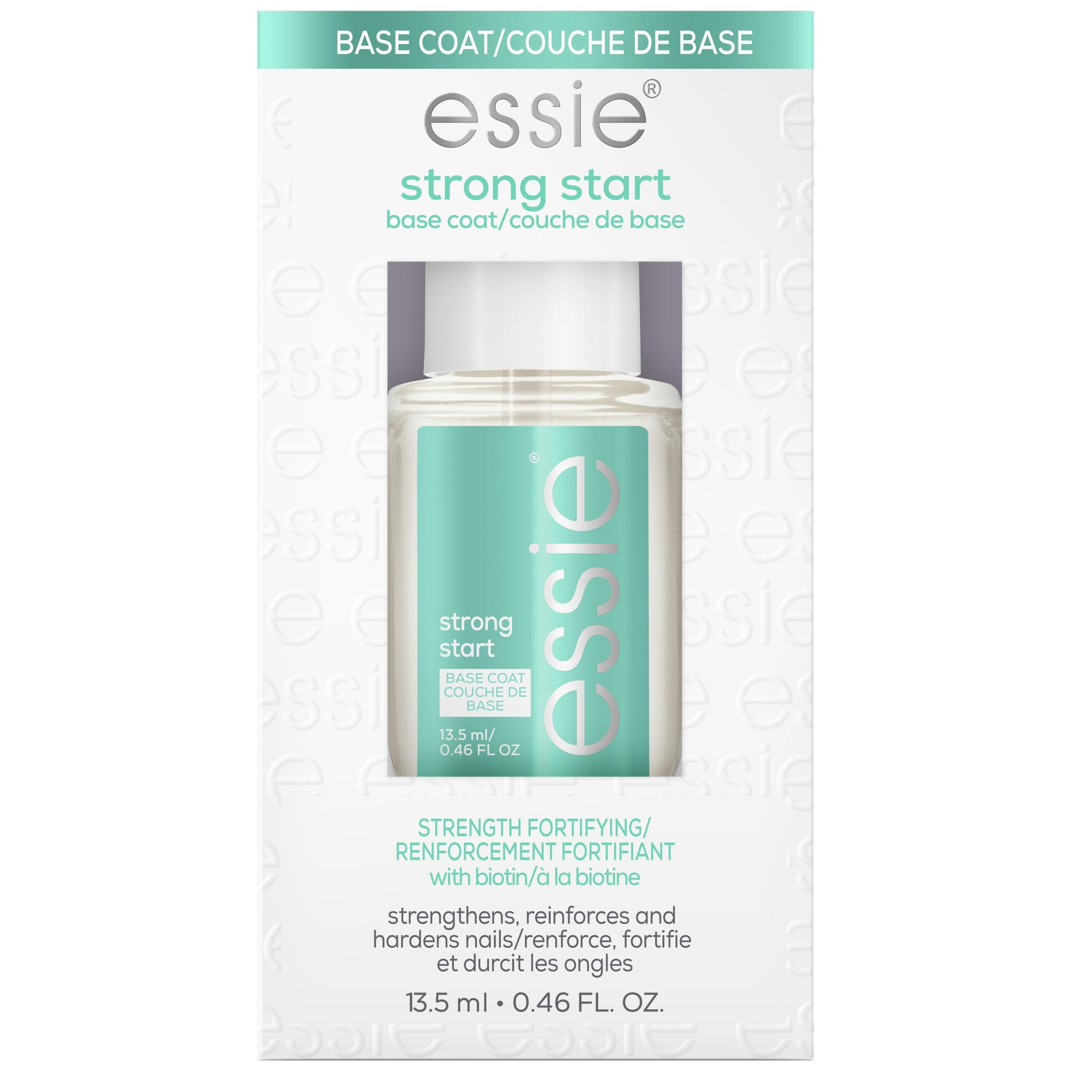 essie nail care, vegan, Start, base clear fl strengthener, Strong coat, oz 0.46
