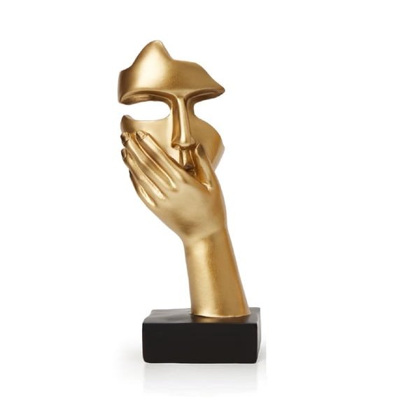 estatuas doradas Thinker, esculturas de resina de cara abstracta dorada, decoración del hogar, estantería de oficina, sala de estar, regalo para amigos