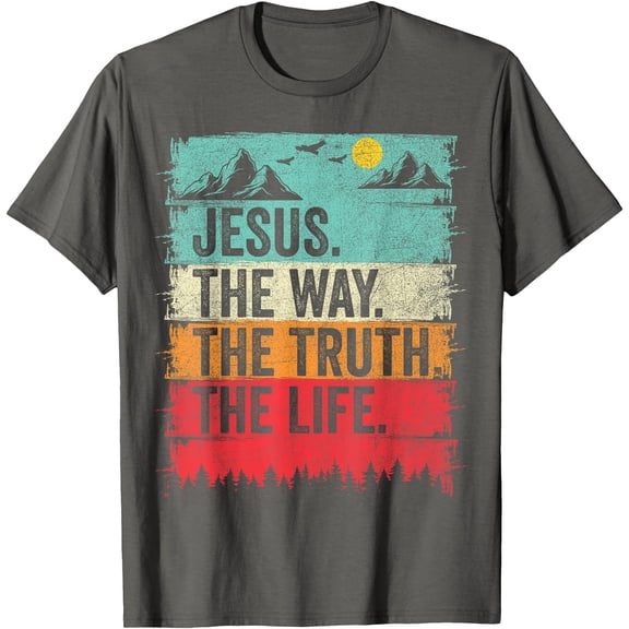 esus The Way Truth Life Christian Religious Unisex T-Shirt for Men Women Kids,Charcoal Color,Size 5/6