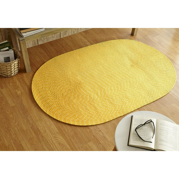 Better Trends 8' x 11' Oval Braided Rug 100% Polypropylene Durable & Stain Resistant Reversible Indoor/Outdoor Area Utility Rug, Sunsplash Collection - Yellow