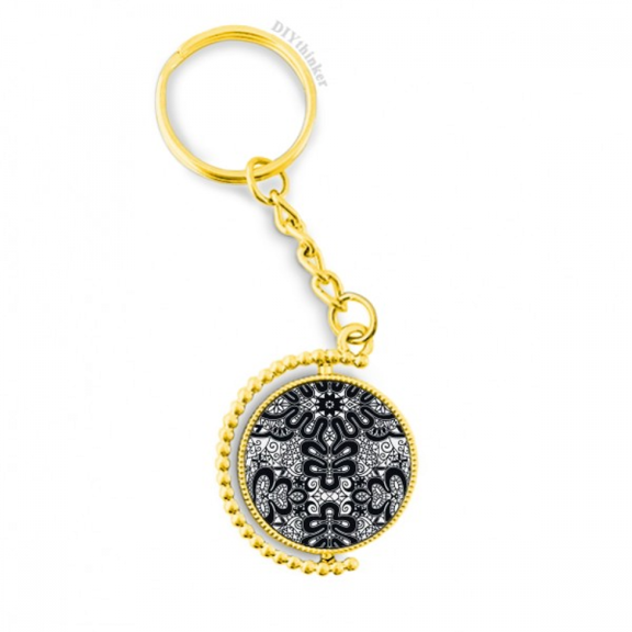 eu black white patternrococo style metal connector key chain  accessory en keyholder