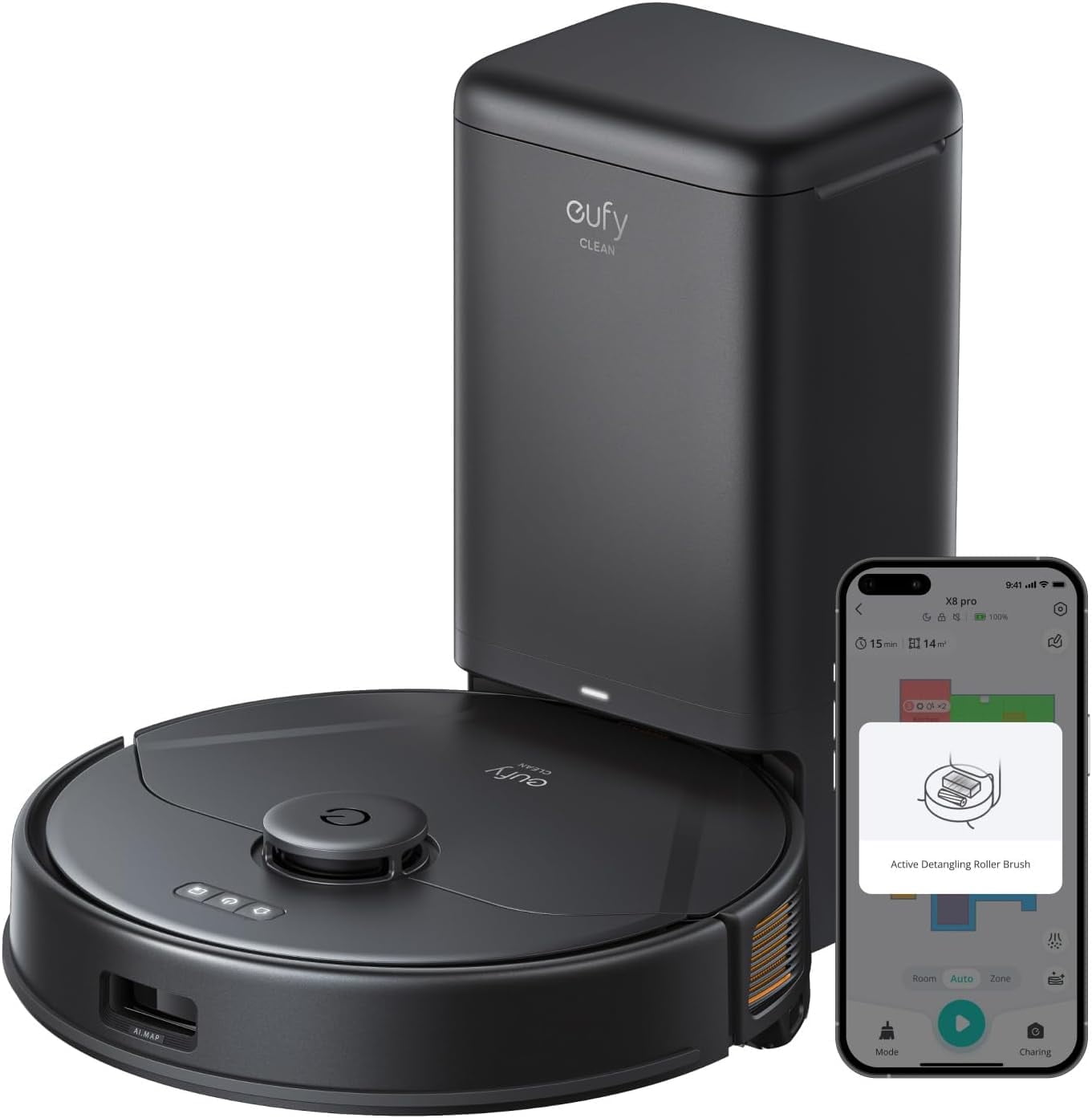 Eufy Smart Vacuum Cleaner X8 Pro, Self-Empty Robot with Eufy Smart Vacuum Cleaner X8 Pro, Self-Empty Robot with