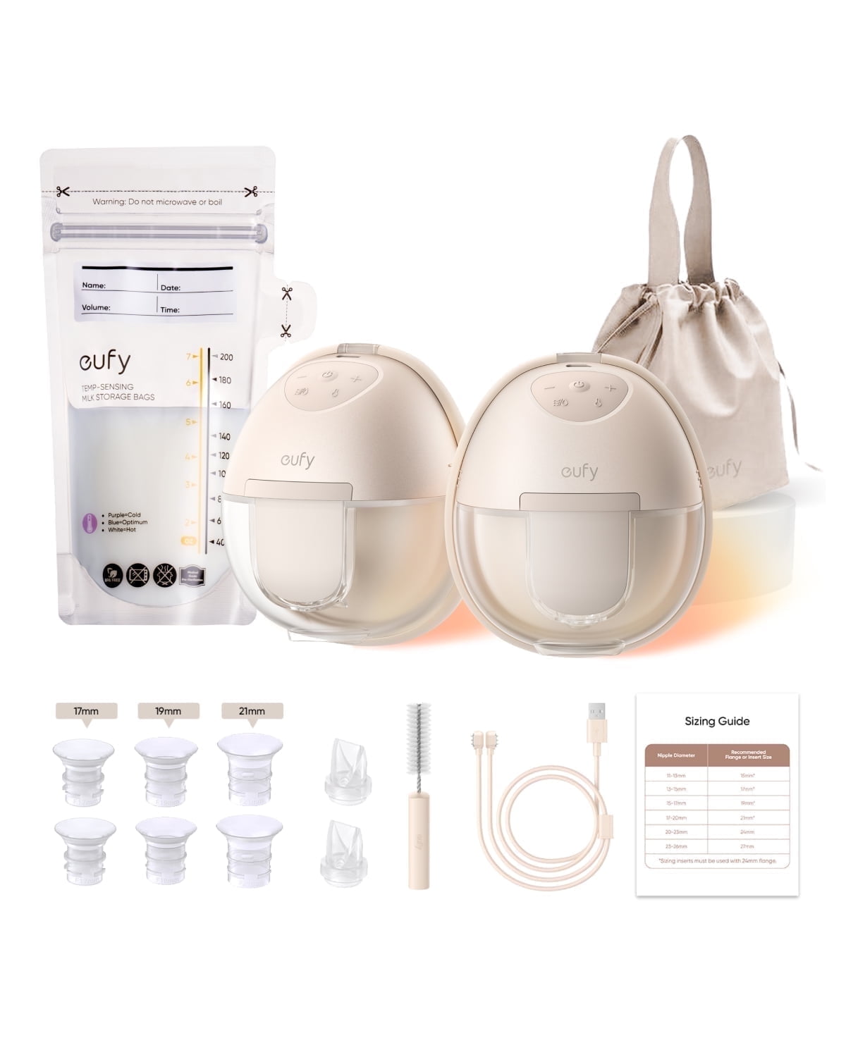 eufy Heated Wearable Breast Pump S1 with Milk Storage Bag (120 Pieces), Electric Hands-Free with Industry-Leading HeatFlow Tech, Hospital-Grade Suction, App-Control, in-Bra Use