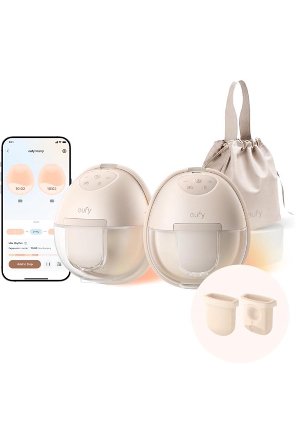 Heated Wearable Breast Pump S1with Original Diaphragm (2-Pack), Hands-Free Breast Pump with Industry-Leading HeatFlow Tech, App-Controlled OptiRhythm,