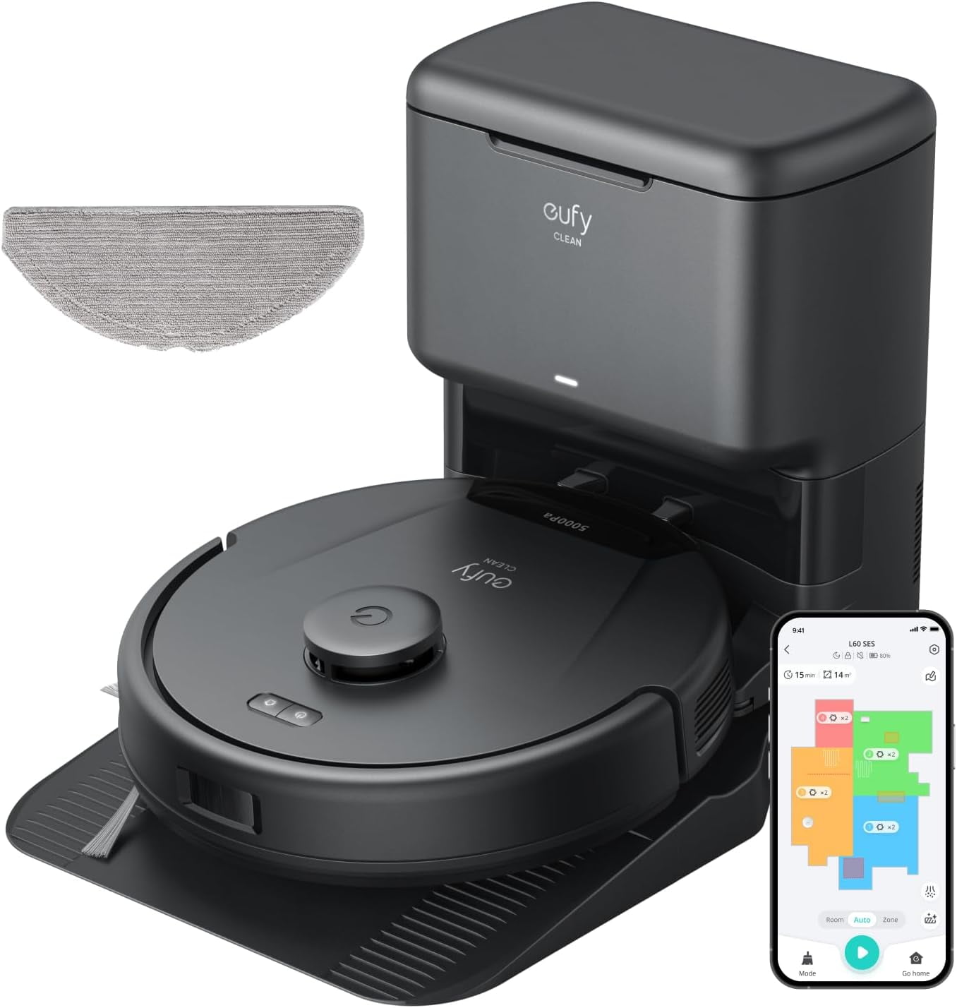 eufy L60 Hybrid Robot Vacuum with Self Empty Station, Hair Detangling Technology, Up to 60 Days of Hands Free Cleaning, Ultra Strong 5,000 Pa Suction to Remove Hair, Dust, Mop Pad Sansujyuku sansujyuku.com