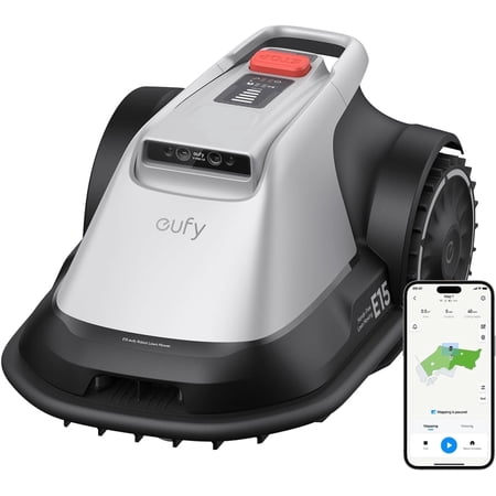 eufy Robot Lawn Mower E15, Auto Mapping,Pure Vision Navigation, Wire Free RTK Free, Multi-Zone Management, AI 3D Obstacle Avoidance, GPS Anti-Theft, 0.2 Acres, 18° Slope, App Control