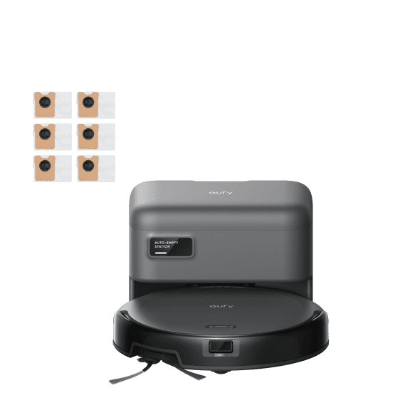 eufy Robot Vacuum C10 with Self Emptying, 8 Weeks Hands Free, Advanced Smart Mapping with LiDAR Navigation, 2.85-Inch Slim Design, Powerful Suction, Edge Expansion Brush for Pet Hair +6 Pack Dust Bag