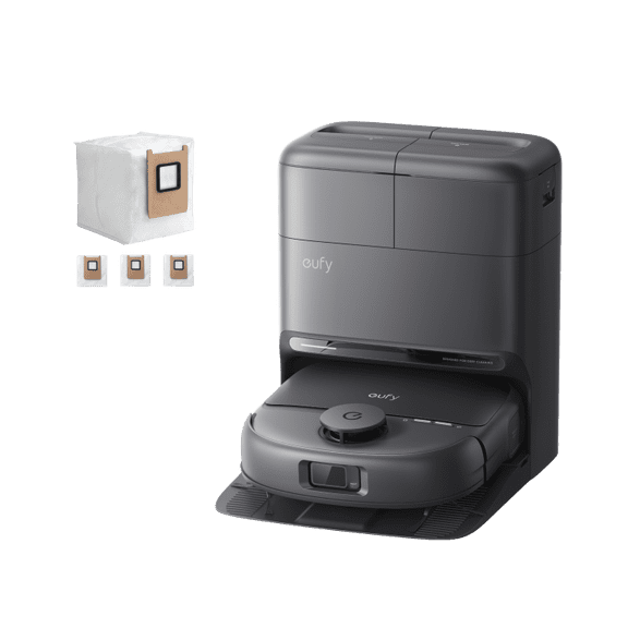 eufy Robot Vacuum Omni C28 and Dust bags, 15,000 Pa Suction,HydroJet Self Clean Roller Mop,Zero-Tangle for Pet Hair, Auto Mop Washing&Drying, Self-Emptying&Refilling