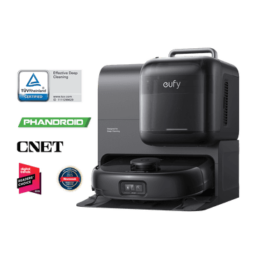 eufy Robot Vacuum Omni E28, HydroJet System , Portable Deep Cleaner, Turbo Suction, DuoSpiral™ Detangle Brushes, CornerRover™ Arm