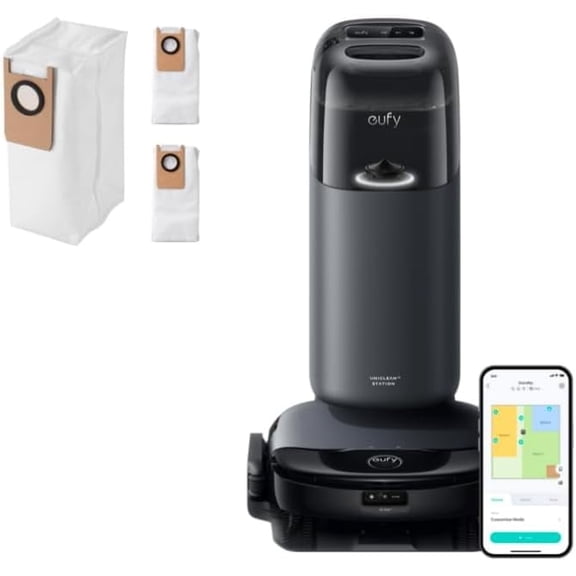 eufy S1 with All-in-One Station, HydroJet System with Roller Mop, +Official Accessory-Dust Bag, 3 packs included, 6-month Replacement