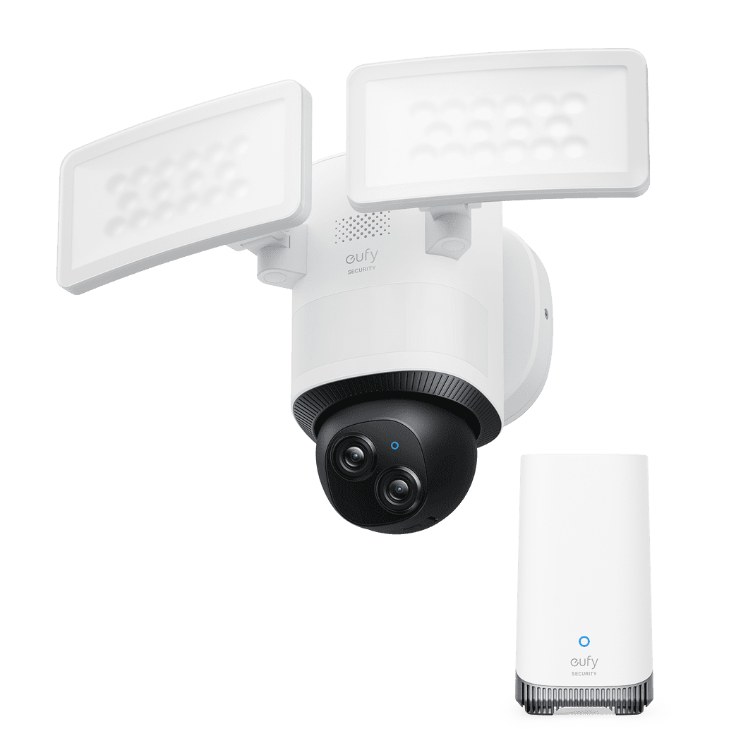 eufy Security Floodlight Camera E340 Wired with HomeBase 3, Dual Camera ...