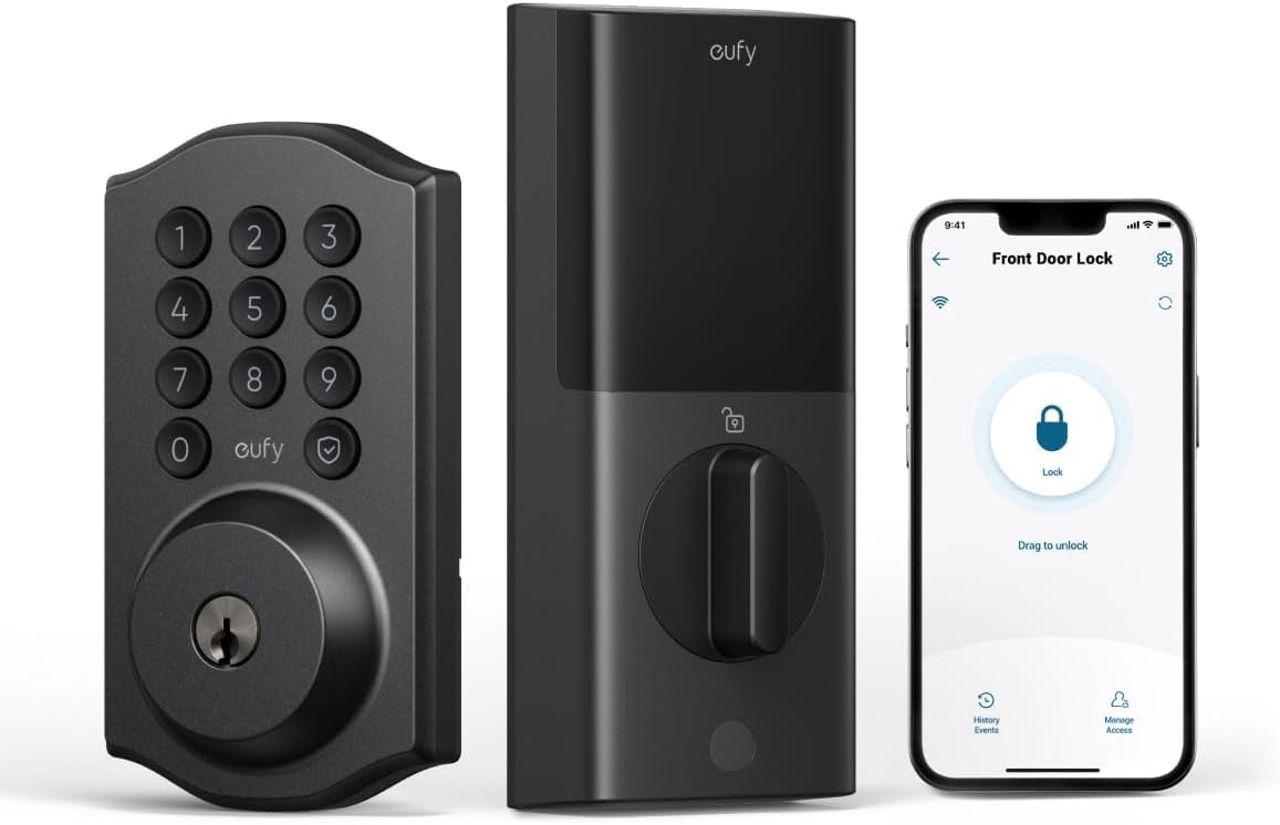 eufy Security Smart Lock C30, Keyless Entry Door Lock, Built-in WiFi Keypad Deadbolt for Front Door, No Bridge Required, Easy Installation, Reliable Power, Traditional, Black