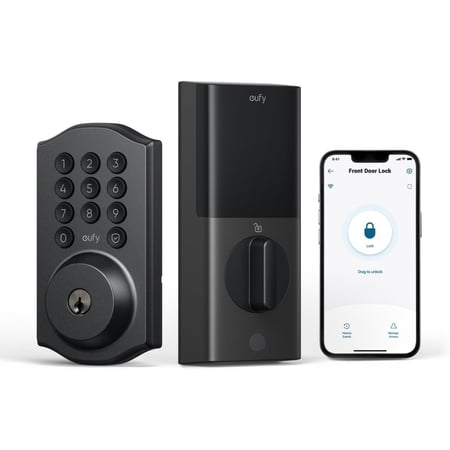 eufy Security Smart Lock C30, Keyless Entry Door Lock, Built-in WiFi Keypad Deadbolt for Front Door, No Bridge Required, Easy Installation, Reliable Power, Traditional, Black