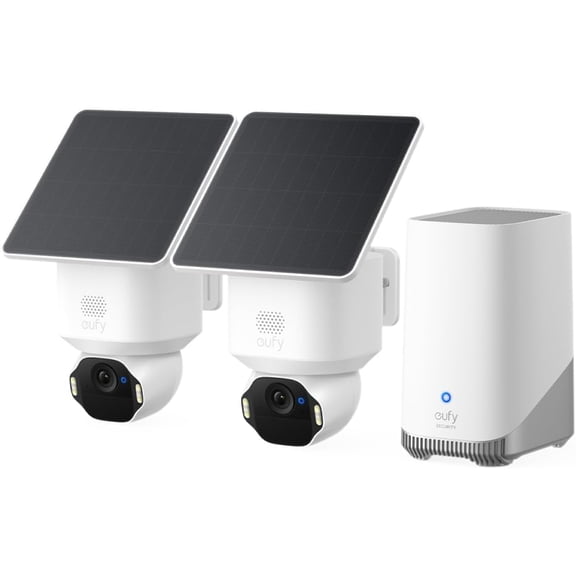 eufy Security SoloCam E42 2-Cam Kit (HomeBase S380), 4K Security Camera Wireless Outdoor, Solar Powered, AI Motion Tracking, Strobe Light, Pan & Tilt, Facial Recognition, Local Storage Up to 16 TB
