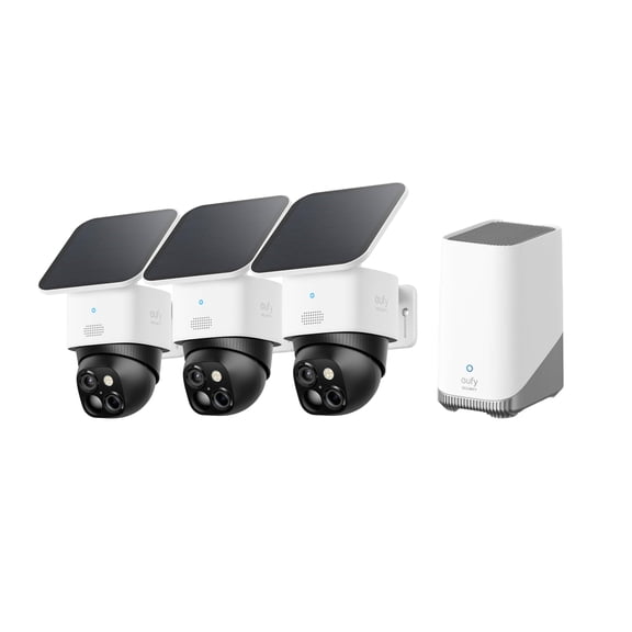 eufy Security SoloCam S340 3-Pack with HomeBase 3, 360 Surveillance, 2.4 GHz Wi-Fi, No Monthly Fee