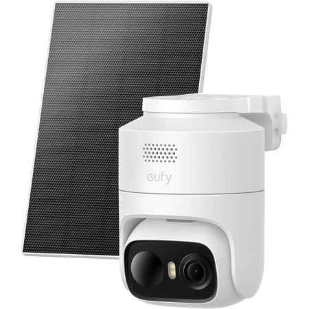 eufy Security eufyCam C37, Security Cameras Wireless Outdoor, 360° Pan & Tilt AI Tracking, 2K Solar Camera, Human/Pet/Vehicle Detection, Flexible Solar Panel, Color Night Vision, No Monthly Fee