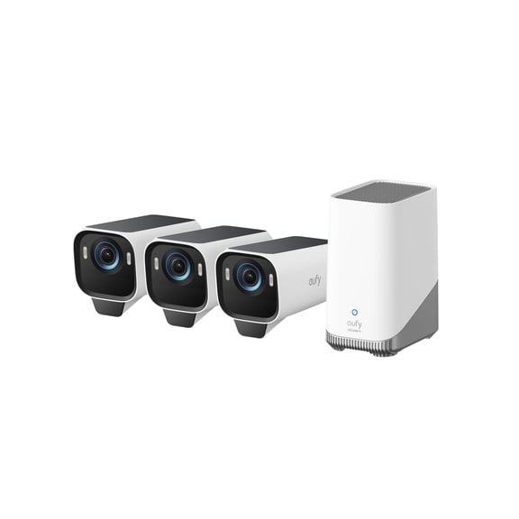 eufy Security eufyCam S3 Pro 3-Cam Kit, Solar Camera Outdoor Wireless, MaxColor Night Vision, 4K Security Camera with Solar Panel, Face Recognition AI, Expandable Local Storage, No Monthly Fee