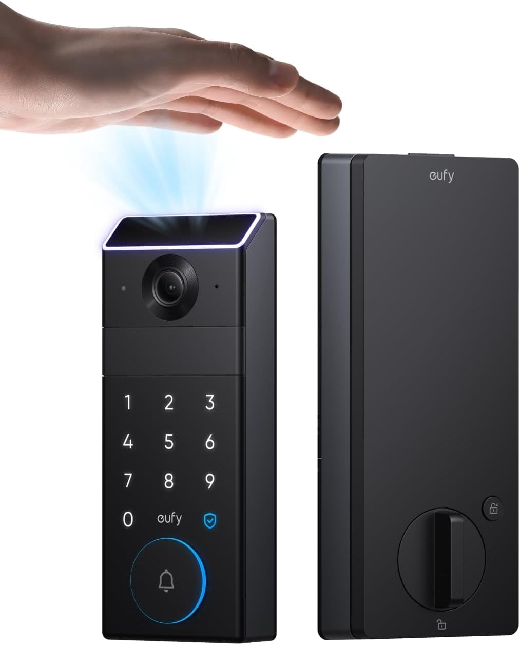 eufy Smart Lock FamiLock S3 With Palm Vein Recognition - Keyless Entry Door Lock for Front Door, 3-in-1 Wi-Fi Keypad Deadbolt+ 2K HDR Camera+ Doorbell, Motion Sensor, No Monthly Fee