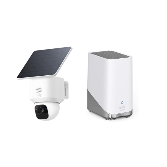 eufy SoloCam E30 with HomeBase 3, Solar Powered, 360° Pan, AI Tracking, 2K Clarity